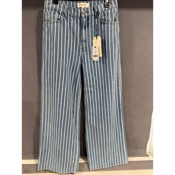 Current/Elliott The Navigator Wide Leg Striped Denim Jeans Size 29 Blue & White - Picture 1 of 6